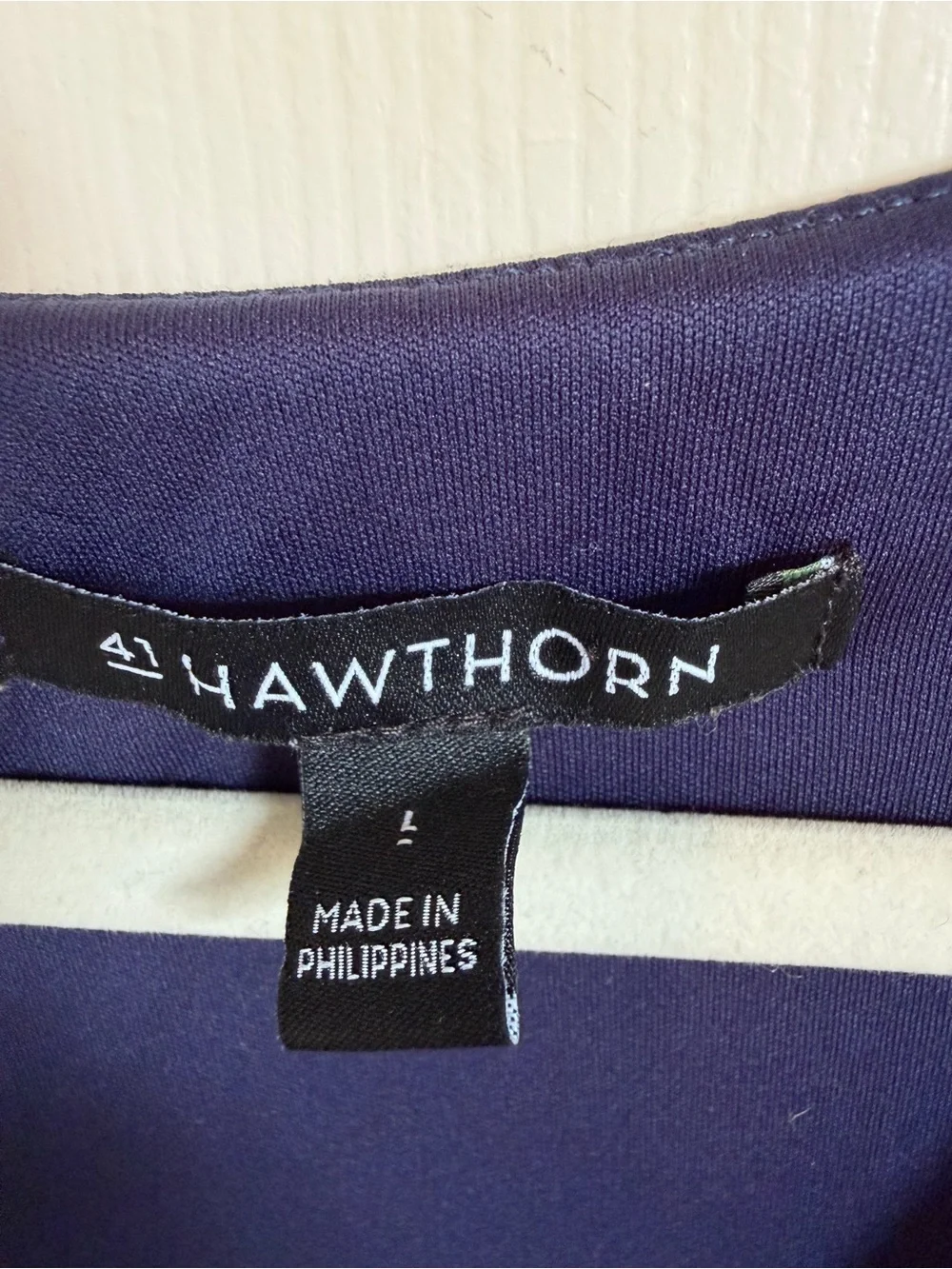 NWOT 41 Hawthorn Surplice Faux Wrap Dress Navy & White Size L - Picture 5 of 6